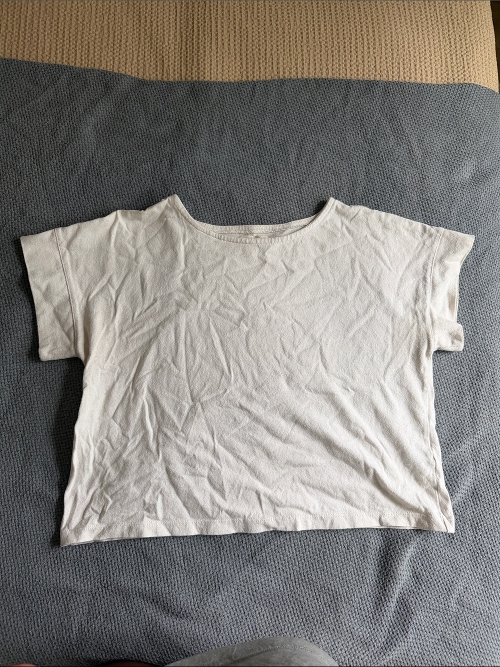Madewell Boxy Crop Tee in Light Cream